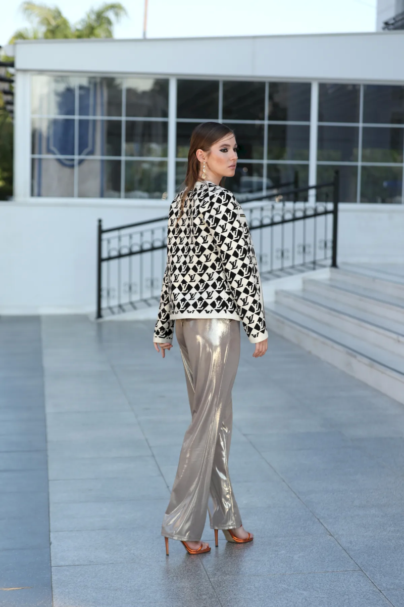 Louis Vuitton Desenli Baharlık Hakiki Deri Kadın Ceketi 4